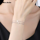 Miss JuJu pt950 platinum double layer bracelet platinum lucky star pendant bracelet new AB chain body weight 5.6-5.8g length 16+2cm