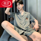 
LangSha short-sleeved men's pajamas ice silk 2025 new spring, summer and autumn teenager students imitation silk home clothing set Ice silk 6624 L Recommended height 170 and weight 100-1