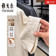 CEO Yageor flagship official store flagship 2025 summer new linen cotton short-sleeved shirt for men casual skin-friendly and breathable QH/4856 camel short-sleeved shirt M 100-125Jin[Jin equals 0.5 kg]