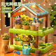 Sunshine Planting House Kinderbotanische Gartenfarm Gemüse und Blumen spielen Hausspielzeug Wissenschaft Kleines Experiment Set Doppelschicht Sonnenschein Pflanzhaus [VC8062+ Geschenkbox]