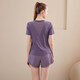 [Sweat-sweat suit] Summer yoga suit women's short-sleeved shorts quick-drying exercise fake two-piece running fitness suit purple XL