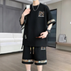 E.TOX凌越男装店2025夏季大码休闲运动套装男士百搭两件套 白色(YYW6195) 2XL (150-170斤)