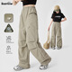 
Pitt Girls Wide Legs 2025 Spring New Style Medium and Large Children Quick Dry Work Pants Summer Children's Straight Casual Paratrooper Pants 15261 Military Green +15261 Light Khaki 130 cm