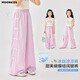 Moonkids Girls Ice Silk Широко-носовые брюки 2025 Летние новые детские комары брюки Cool Summer's детская одежда повседневная брюки Два сета 15321 Розовый фиолетовый + 15277 Розовый 130 см.