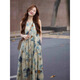 Lugeli vest dress retro literary and artistic temperament new national style spring and summer long skirt women's 2025 new niche design sense ink painting dress L recommended 105-115 Jin Jin equals 0.5 kg