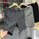 Pier Cardin no tiene elasticidad ni frescura, pantalones cortos de seda de hielo elásticos, de verano, slim informal recto de cinco puntos Simple Dark Grey 673 29