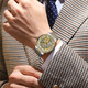 Pydaga Switzerland Neue Männer vollautomatische mechanische Uhr Tourbillon Multifunktion Luminous Business Water of Watch Watch Men's Watch 1416 Goldgrau-Stahlgürtel Modell 42mm