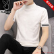 
Playboy pure cotton short-sleeved T-shirt men's summer 2025 new knitted trendy half-high neck shirt slim body elastic 9902 burgundy M