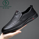 Woodpecker cold leather shoes for men's spring and summer casual leather shoes soft sole soft surface wear-resistant and odor-resistant breathable one-foot summer hollow leather shoes 677 brown 43