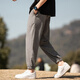 Dingfengbaoluo lin pantalon décontracté pour hommes et été à la tendance marque lâche sport lié pantalon recadré wx09 gris 2xl