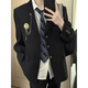 Xinghelai Japanese college style boys dk suit uniform jacket jk school supply sense red suit student handsome class suit shoulder pad suit black + white shirt navy blue tie + black suit L recommendation 110-125Jin Jin is equal to 0.5 kg