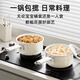 Laish New Ceramic Milk Pot 0 Fluorine Coated Non-stick Baby Food Pot One-person Instant Noodle Pot Universal Stovetop Milk Pot Ceramic White Milk Pot + Tempered Lid 20cm