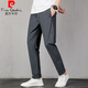 Pier Cardan high elastic ice silk pants men's summer thin casual trousers zipper pocket breathable quick-drying plus size sports pants Black 9922 flat feet trousers L 95-110Jin [Jin equals 0.5 kg]
