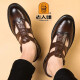 Old man's head Brock business bag scalp sandals men's genuine leather breathable non-slip thick sole men's summer hole leather shoes 9928 brown 38