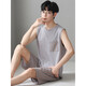 LangSha pajamas men's summer cotton silk vest sleeveless shorts loose plus large size casual style thin home clothing set NJR-LX12027 blue striped pants round neck pullover 2XL [Please contact customer service size]