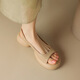 YRC Yierkang es muy hermoso ~ 2025 Sandalias versátiles informales de verano para mujeres Buces de pescado de color abierto Cake de esponja de pie a mitad y liviano Beige 35