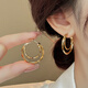 Zhenqian golden multi-layered hoop earrings for women 2025 new popular niche luxury earrings large earrings stunning golden multi-layered hoops