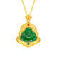 Ming Diamond International 18K Gold Jade Buddha Pendant Women's au750 Jade Inlaid Pendant Neck Jewelry as a Birthday Gift for Girlfriend