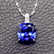 Huaiyin fat square pillow-shaped tanzanite sapphire pendant necklace colorful pink fused tanzanite square pendant sterling silver women's jewelry white gold (with chain)