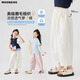 
moonkids girls' cropped pants summer white pants 2025 new children's pants summer thin girls' radish wide-leg pants cool two pairs [15263 m white + 15263 lotus root pink] 170 cm