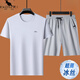 
Kangaroo (DaiShu) T-shirt for men's summer real ice silk round neck short sleeve shirt and shorts two-piece set for men's breathable quick-drying casual sports suit Set 5012 black M 165 suggests 90-120Jin [Jin equals 0.5 kg]