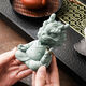 Lucky Dragon Tea Pet Decoration Color Changing High-End Green Sandstone Tea Table Tea Table Tea Set Feng Shui Decoration Crafts One Finger Rich + Sleeping Frog + Fishing Platform Base
