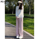 
Cotton ice silk sun protection thin high waist wide-leg pants for women in summer 2025 new drooping casual loose small trousers 701 black [high quality 20.5] XL 126-150Jin [Jin equals 0.5 kg]