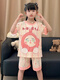 Pyjamas Girls Pure Cotton Summer Kurzärmelige 2025 neue Kinder süße Cartoon Girls Home Kleidung mittlerer und großer Kinderanzug 831 165 [l Code] 160-165cm100-115jin [Jin entspricht 0,5 kg]