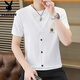 Playboy (Playboy) Summer NUEVA falsa camiseta de dos piezas 2025 Camiseta de manga corta Men a moda de moda transpirable a media manga de media manga Q6623 White XL [115-130Jin [Jin equivale a 0.5 kg]]]