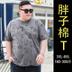 皮尔卡丹（pierre cardin）大码圆领短袖t恤男夏季胖子纯棉宽松加肥加大印花半袖男体恤衫潮 9922 白色 3XL 185(180-200斤)