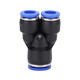 EXSN pneumatic PY equal diameter/PW variable diameter Y-type three-way pneumatic trachea quick plug connector blue plastic connector PY-6 (5 pieces)