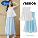 
Disney girls suit summer thin children 2025 new summer skirt and pants fashionable dress medium large children ice silk skirt 9992 white + 15266 blue pants 120 cm