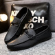 Pang Donglai DL summer breathable versatile and comfortable casual leather shoes British trendy men's shoes 2025 non-slip one-foot laziness D829 black 42