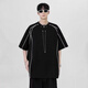Dan Pretty Summer Contrast Lines Shoulder Pad Short Sleeve Shirt Men's Design Small Neckline 1421 White M