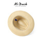 Mr DUCK2025 new product, light and breathable Panama hat, men and women, hand-dyeed cotton and linen plaid webbing topper, sun protection straw hat MS56328-Natural Khaki/Cotton and linen plaid webbing L(57-58cm)