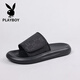 Chanclas Playboy 2025, novedad de verano, zapatos de playa para exteriores ajustables con Velcro antideslizantes informales para hombre, sandalias negras 6189 40