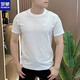 Romon Designer Sommereis-Seide Textur gestickt rund Hals Herren Kurzarm Mode halb Ärmeln vielseitig und bequemer Stil 1105 Weiß M 80-105jin [Jin gleich 0,5 kg]