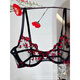 Victoria's style sexy secret tin type red apricot floral embroidery lace mesh see-through bra set sexy royal charm dark red (bra bottoms) M (75ABC)