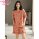 Pajamas de coton pur modal pour les femmes en été short à manches courtes pour les shorts minces, confortables, respirants, mignons et sucrés, peut être porté à l'extérieur de la maison de vêtements pour femmes Z9853 M [recommandé pour être 80-100jin [Jin est égal à 0,5 kg]]]