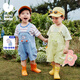 Mini Bala (Minibala) Mini Bala Overalls Anzug an Kurzärärmel-Jungen und Mädchen Kinder hautfreundlich atmungsaktiv und nicht leicht zu schwitzen Süßes Sommergrau und Blau A81301 90