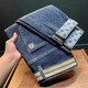 HUALIN FASHION Summer Stretch Slim Jeans Men's Trendy Embroidered Trousers Yiniu 9921 Blue 28