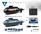 
Mini four-six-way wireless remote control submarine electric simulation model children, boys and girls playing in the water fish tank toy boat Six-stop remote control submarine-Black 586 official standard + USB charging cable