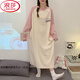 
LangSha (LangSha) spring and autumn thin cotton long sleeve nightgown for women long ankle super long skirt large size pregnant women pajamas pajamas home clothes 16853 L 165