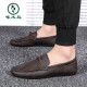 Zapatos de gorro de carpintero de carpintería Aziqutos para hombres, tendencia transpirable, tendencia de cuero casual británico, cuero genuino genuino d826 negro 41