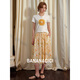 Banana CICI 2025 Summer NUEVO VERSÁTIL CREATIVO AMIGA Iron Diamond Cuella redonda Camiseta de manga corta C252TX689 Naranja M