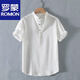 Romon Henry collar linen short-sleeved shirt men's collarless men's cotton and linen shirt t-shirt top polo shirt summer Chinese style RC210 black M
