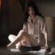 
Arctic velvet (Bejirog) summer new couple pajamas ice silk one men and women's short-sleeved casual cardigan butterfly printed home clothing set 13077 women-ice and snow silk set single set L women [100-120Jin [Jin equals 0.5 kg]] men 100-130Jin [Jin equals 0.5 kg]