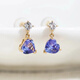 Puli 18k gold love tanzanite white sapphire smart small earrings fresh temperament simple small item love tanzanite 1 carat white sapphire 16 points