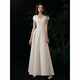 
Chuangjingyi chose white certificate registration engagement small evening dress for women's banquet adult ceremony French host satin birthday long white M