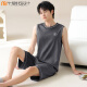 Pajama modal Summer masculino 100% puro pantalones cortos de chaleco sin mangas de algodón para el chaleco de verano para hombres Juego de ropa para el hogar 02J13657 L